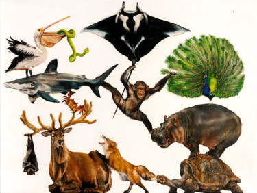 Картина под названием "World Wild Web" - Sailev, Подлинное произведение искусства, Масло Установлен на Деревянная рама для н…