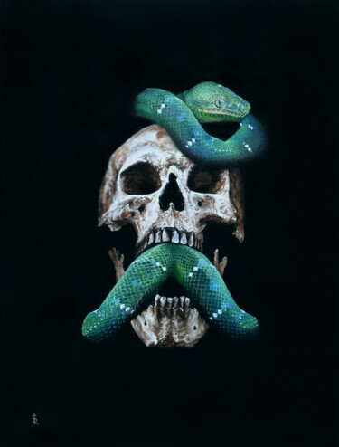 Druckgrafik mit dem Titel "Morelia viridis - L…" von Sailev, Original-Kunstwerk, Digitaldruck