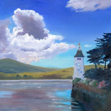 Malerei mit dem Titel "White Horses Tower,…" von Chris Derrick, Original-Kunstwerk, Öl