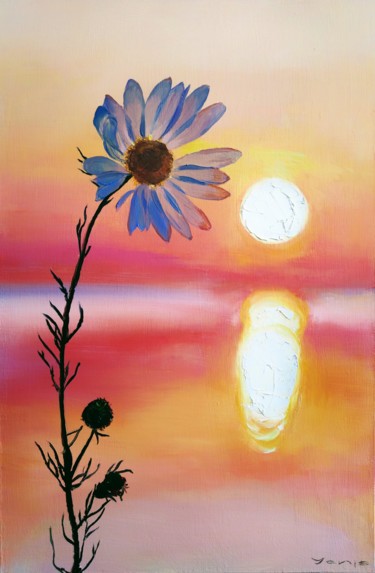 Schilderij getiteld "Two Suns" door Yanis Salimov, Origineel Kunstwerk, Olie Gemonteerd op Houten paneel
