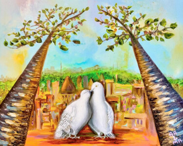 Картина под названием "Still in Love, Dayt…" - Salma Motakef, Подлинное произведение искусства, Акрил Установлен на Деревянн…
