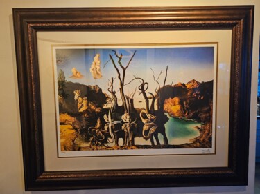 Impressões e gravuras intitulada "Swans Reflecting El…" por Salvador Dali, Obras de arte originais, Litografia