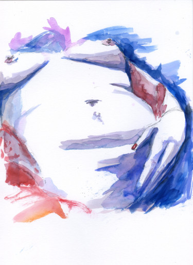 Drawing titled "Cuerpo 23" by Salvador J. Suárez Martín, Original Artwork, Watercolor