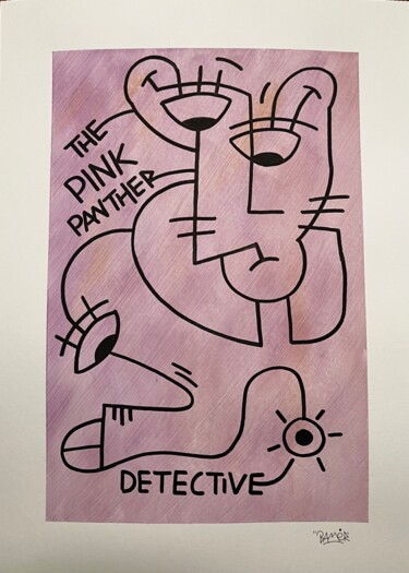 Malerei mit dem Titel "The Pink Panther" von Salvatore Catania (Bamér), Original-Kunstwerk, Marker