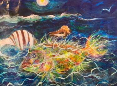 Malerei mit dem Titel "Sunfish" von Salvatore Di Meo, Original-Kunstwerk, Öl Auf Keilrahmen aus Holz montiert