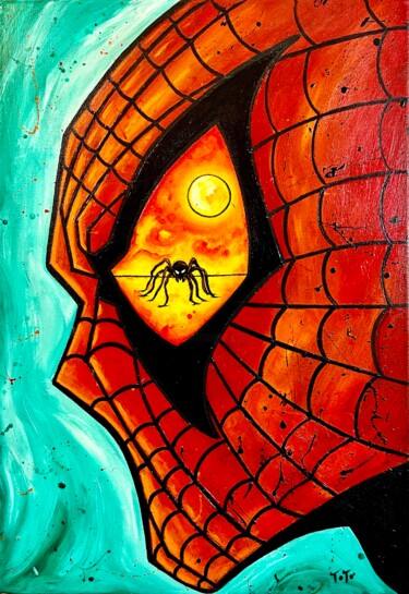 Картина под названием "Inside Spiderman" - Salvatore Petrucino, Подлинное произведение искусства, Акрил Установлен на Деревя…
