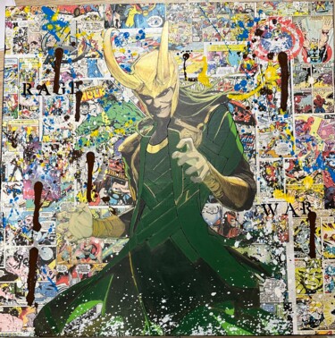 「Rage Of Loki」というタイトルの絵画 Sam Castによって, オリジナルのアートワーク, アクリル ウッドストレッチャーフレームにマウント
