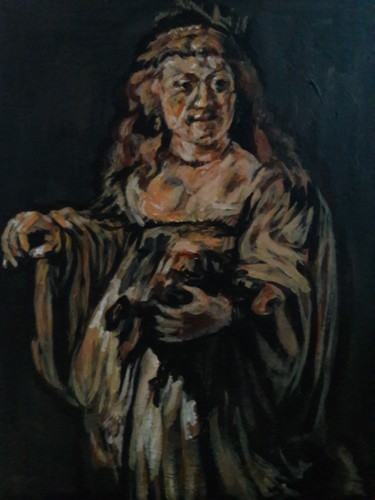 Schilderij getiteld "Rembrandt étude.." door Sam Keusseyan, Origineel Kunstwerk, Acryl