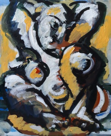 Картина под названием "" La femme à la pla…" - Sam Keusseyan, Подлинное произведение искусства, Акрил