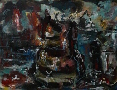 Pittura intitolato ""Chouette de Babylo…" da Sam Keusseyan, Opera d'arte originale, Acrilico