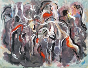 Pittura intitolato "" La femme rouge.."" da Sam Keusseyan, Opera d'arte originale, Acrilico