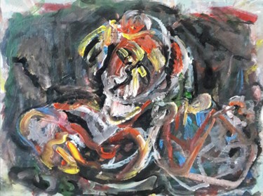 Pittura intitolato "la musicien trois" da Sam Keusseyan, Opera d'arte originale, Acrilico