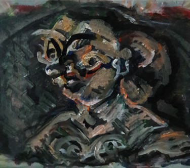 Painting titled ""autoportrait d'une…" by Sam Keusseyan, Original Artwork, Acrylic
