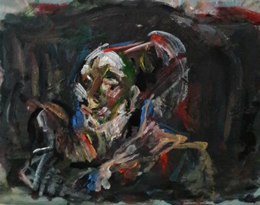 Painting titled "un regard mûr.." by Sam Keusseyan, Original Artwork, Acrylic