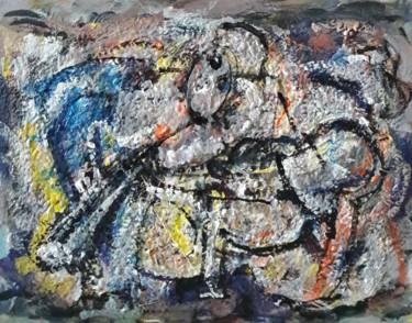 Malerei mit dem Titel "la vache joue au fl…" von Sam Keusseyan, Original-Kunstwerk, Acryl
