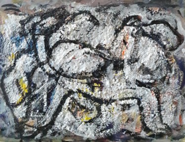 Malerei mit dem Titel "la vache joue avec…" von Sam Keusseyan, Original-Kunstwerk, Acryl