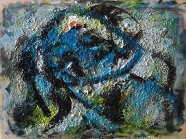 Malerei mit dem Titel "bleue 4" von Sam Keusseyan, Original-Kunstwerk, Acryl