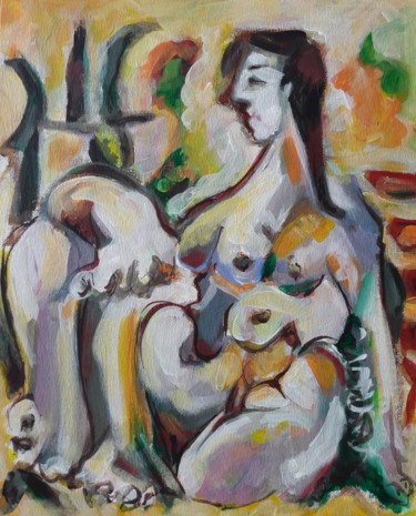 Painting titled "d'après Picasso gtre" by Sam Keusseyan, Original Artwork, Acrylic