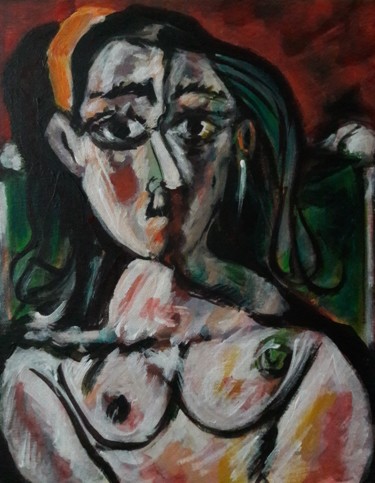 Painting titled "d'après Picasso 34e…" by Sam Keusseyan, Original Artwork, Acrylic