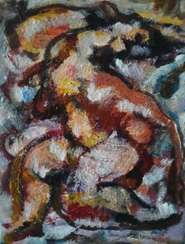 Painting titled "femme comme  le tem…" by Sam Keusseyan, Original Artwork, Acrylic