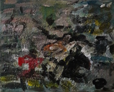 Malerei mit dem Titel "chapon noir" von Sam Keusseyan, Original-Kunstwerk, Acryl