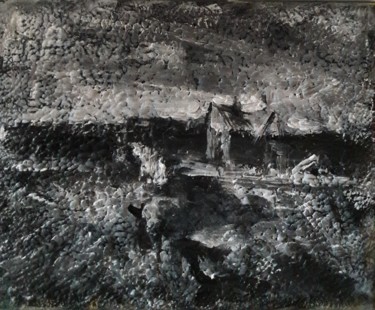 Malerei mit dem Titel "noir   vvvccvvc" von Sam Keusseyan, Original-Kunstwerk, Acryl