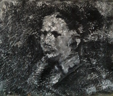 Malerei mit dem Titel "noir nbkjiujk.. bn" von Sam Keusseyan, Original-Kunstwerk, Acryl