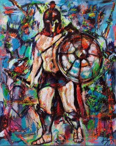 Peinture intitulée "" Gladiateur la gue…" par Sam Keusseyan, Œuvre d'art originale, Acrylique