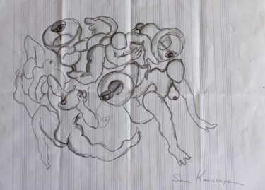 Peinture intitulée "" la vie sur terre.…" par Sam Keusseyan, Œuvre d'art originale, Crayon