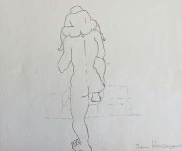 Painting titled "" je porte mon enfa…" by Sam Keusseyan, Original Artwork, Pencil