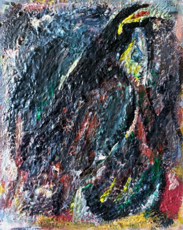 Malerei mit dem Titel "" corbeau en crié..…" von Sam Keusseyan, Original-Kunstwerk, Acryl