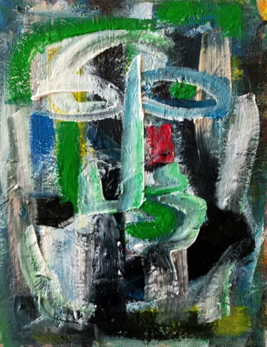Painting titled "" portrait abstrait…" by Sam Keusseyan, Original Artwork, Acrylic