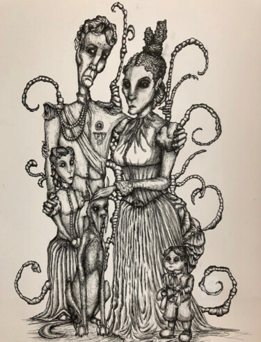 Drawing titled "Royals" by Sam Thomas, Original Artwork, Ink