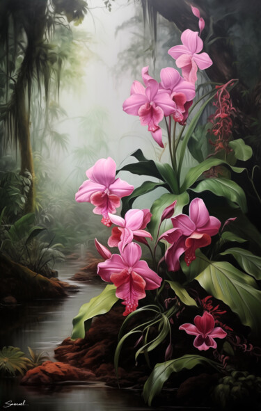 Digitale Kunst mit dem Titel "Orchid Delirium I" von Samael, Original-Kunstwerk, Digitale Malerei