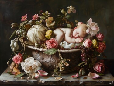 Arts numériques intitulée "Stillborn Still Life" par Samael, Œuvre d'art originale, Peinture numérique