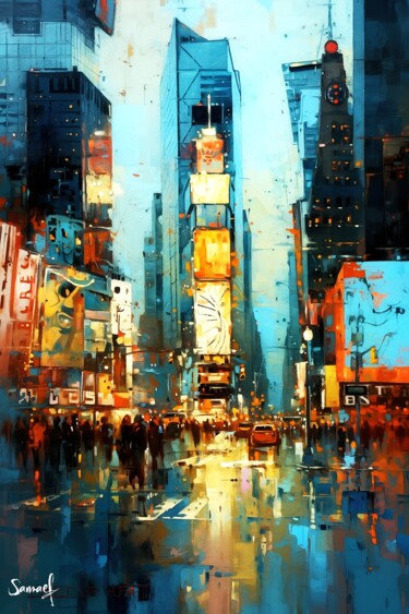 Artes digitais intitulada "Times Square by Day" por Samael, Obras de arte originais, Pintura digital