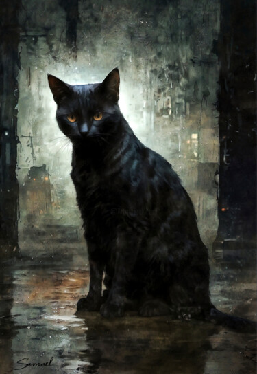 数字艺术 标题为“Black Cat” 由Samael, 原创艺术品, 数字油画