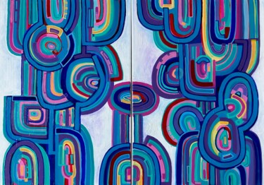 Картина под названием "Divided Paths" - Samantha Malone, Подлинное произведение искусства, Акрил Установлен на Деревянная ра…