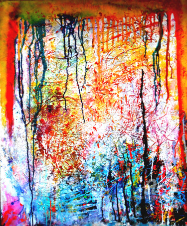 제목이 "Touché-coulé"인 미술작품 Samiha El Harchi (Sam)로, 원작, 아크릴 나무 들것 프레임에 장착됨
