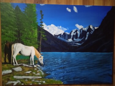 Картина под названием "озеро в горах" - Шамиль Почтарев, Подлинное произведение искусства, Акрил
