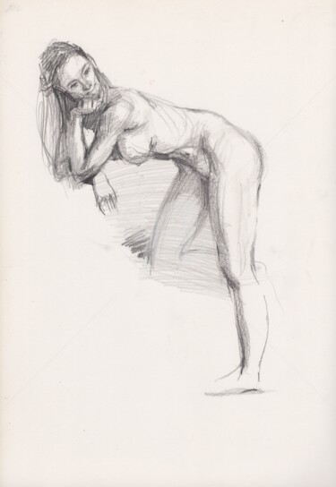 Disegno intitolato "BEAUTIFUL NAKED GIR…" da Samira Yanushkova, Opera d'arte originale, Grafite