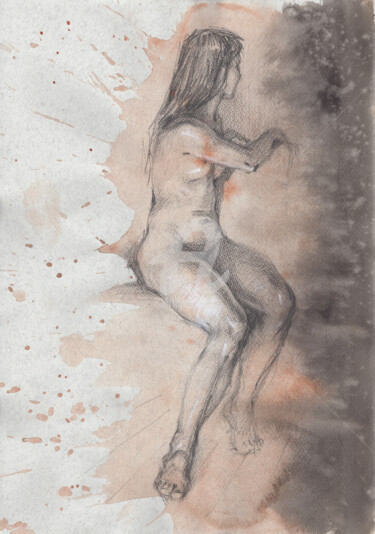 제목이 "Nude beautiful girl…"인 그림 Samira Yanushkova로, 원작, 흑연