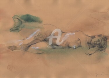 Dessin intitulée "Abstract nude art V…" par Samira Yanushkova, Œuvre d'art originale, Graphite