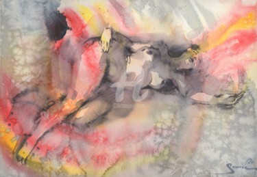 Desenho intitulada "Colorful Abstract N…" por Samira Yanushkova, Obras de arte originais, Aquarela