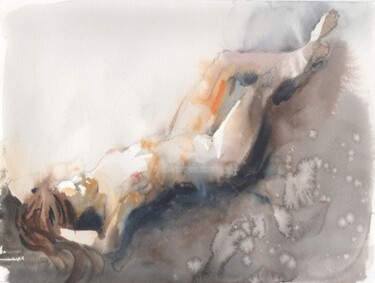 Картина под названием "Nude ART Watercolor" - Samira Yanushkova, Подлинное произведение искусства, Акварель