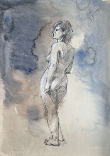 Рисунок под названием "Nude Erotic Art Dra…" - Samira Yanushkova, Подлинное произведение искусства, Карандаш
