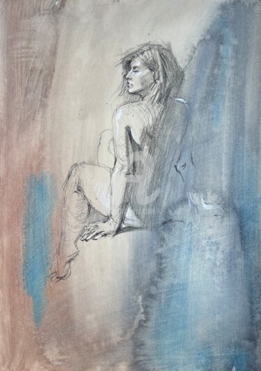 Dessin intitulée "Nude Erotic Art Dra…" par Samira Yanushkova, Œuvre d'art originale, Crayon
