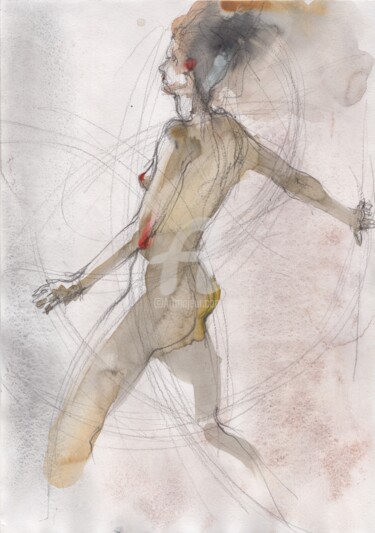 Rysunek zatytułowany „Sensual sketch of a…” autorstwa Samira Yanushkova, Oryginalna praca, Akwarela