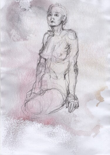 Dibujo titulada "Sensual sketch of a…" por Samira Yanushkova, Obra de arte original, Acuarela