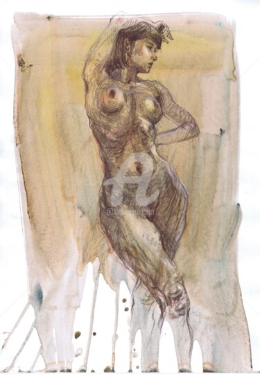 Tekening getiteld "Charm of Mystery" door Samira Yanushkova, Origineel Kunstwerk, Aquarel